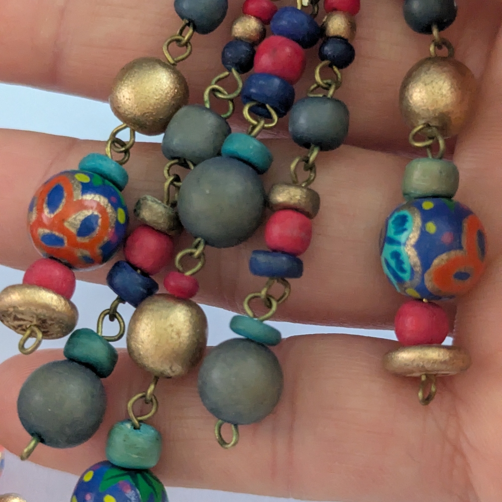 Lot Multicolor Beaded Statement Dangle Earrings -… - image 4